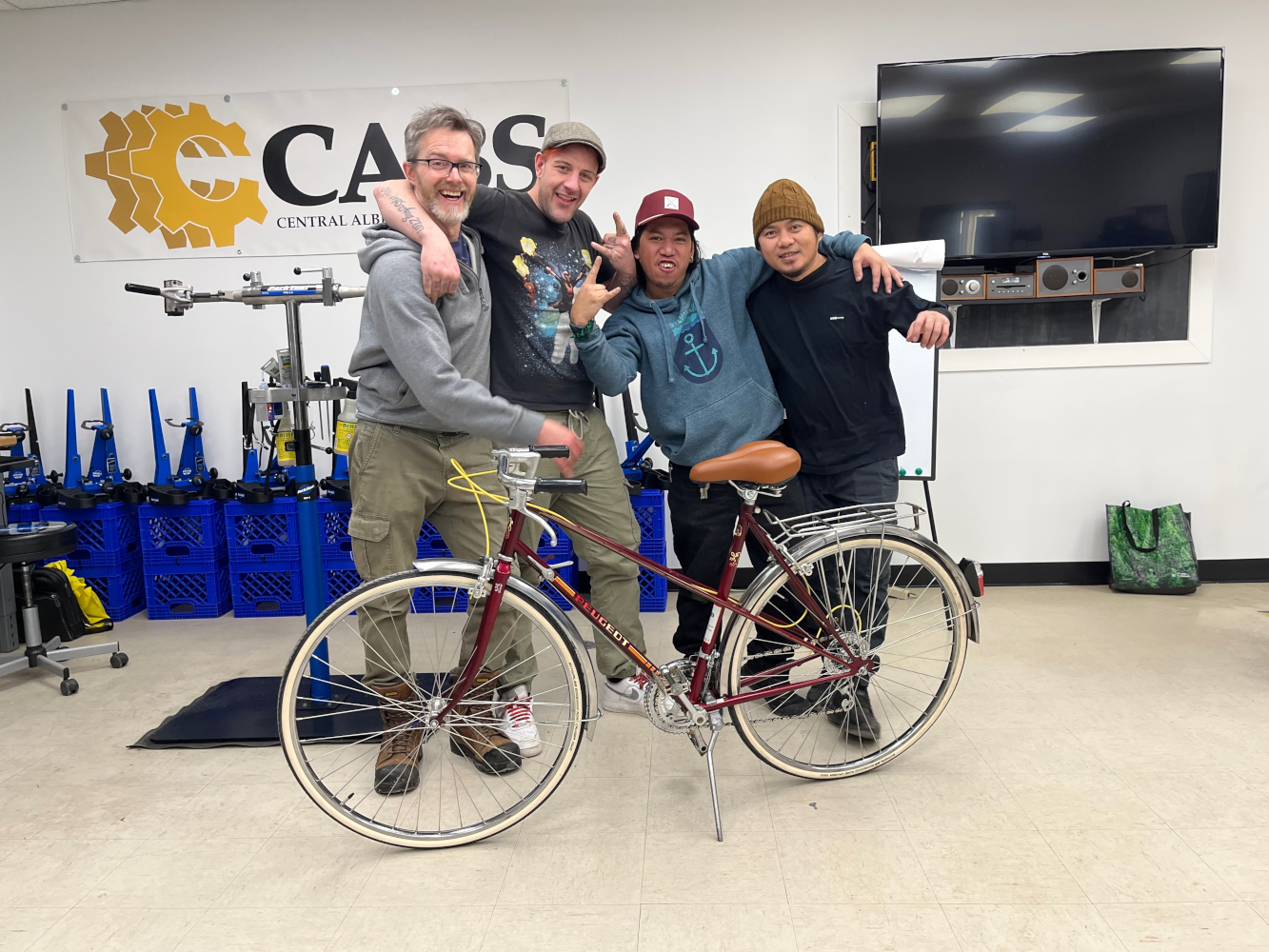 Central Alberta Bicycle School students pose with a group project.